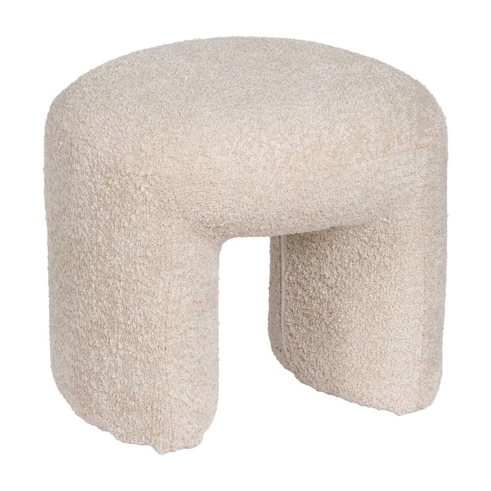 Taburete Beige Tejido de 41 cm para Salón, Dormitorio y Vestíbulo - Diseño Moderno y Sofisticado con Relleno de Espuma y Estructura Robusta