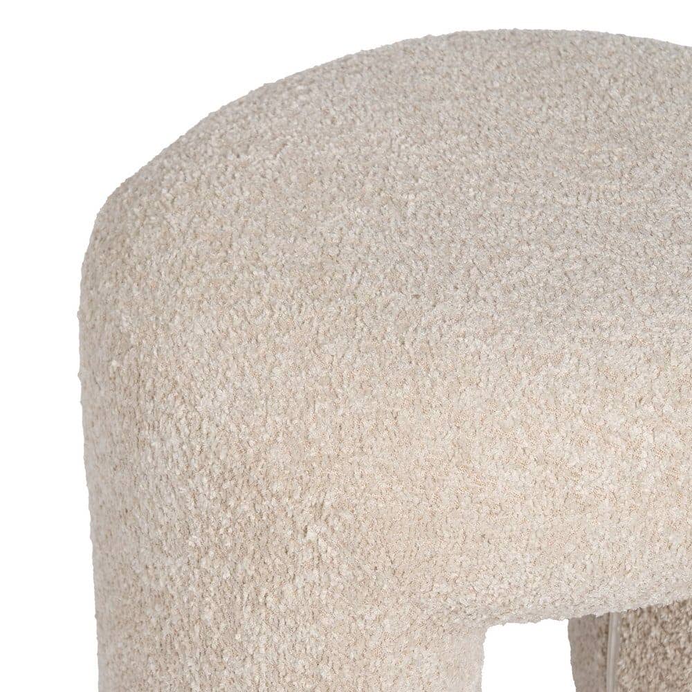 Taburete Beige Tejido de 41 cm para Salón, Dormitorio y Vestíbulo - Diseño Moderno y Sofisticado con Relleno de Espuma y Estructura Robusta - Imagen 2