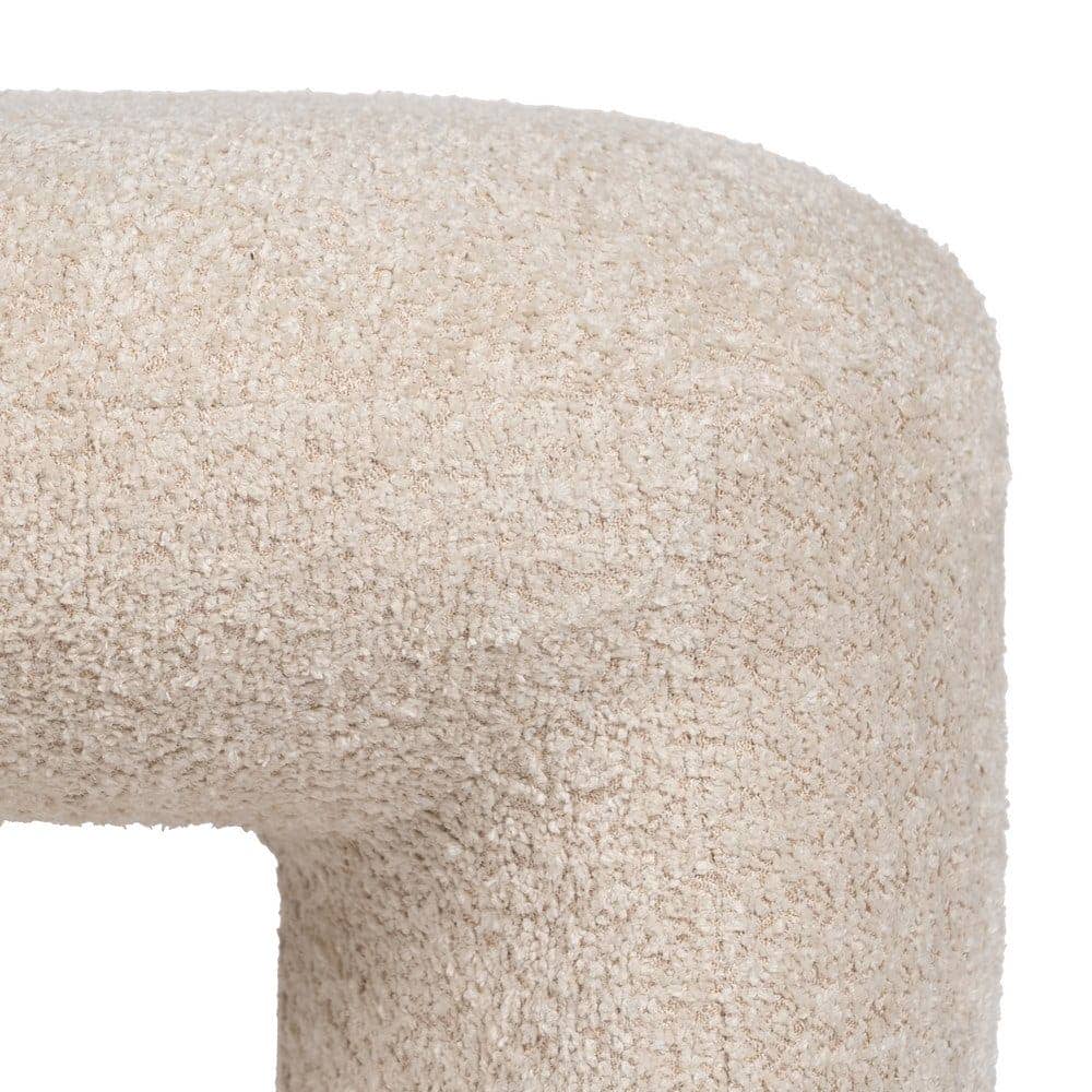 Taburete Beige Tejido de 41 cm para Salón, Dormitorio y Vestíbulo - Diseño Moderno y Sofisticado con Relleno de Espuma y Estructura Robusta - Imagen 4