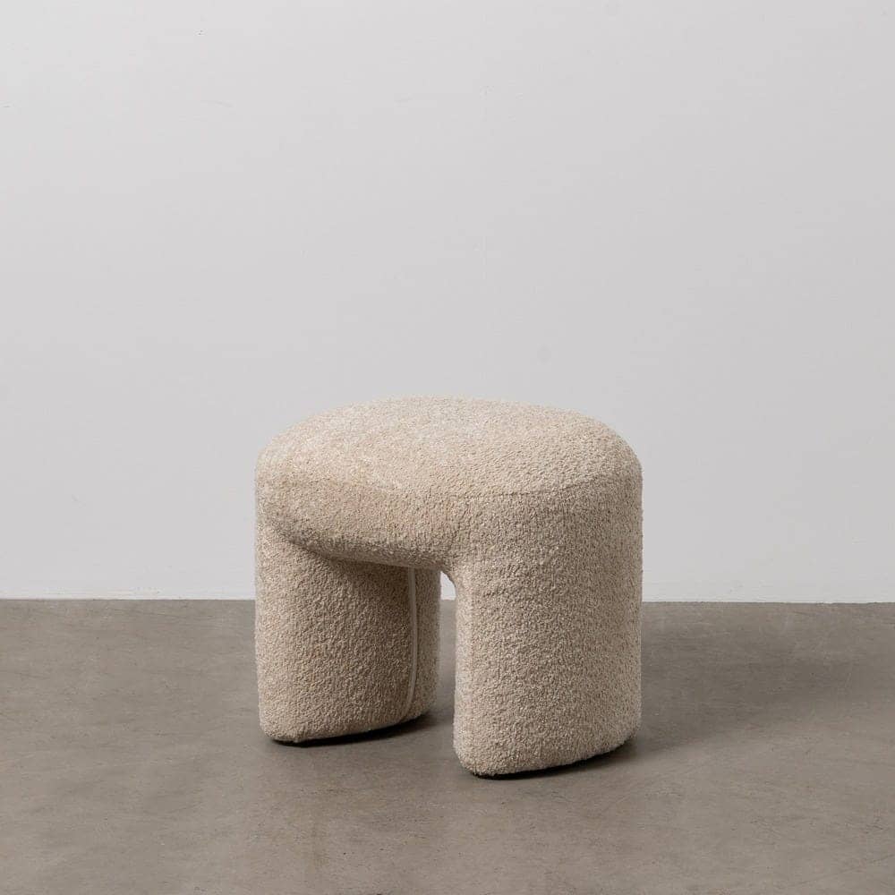 Taburete Beige Tejido de 41 cm para Salón, Dormitorio y Vestíbulo - Diseño Moderno y Sofisticado con Relleno de Espuma y Estructura Robusta - Imagen 7