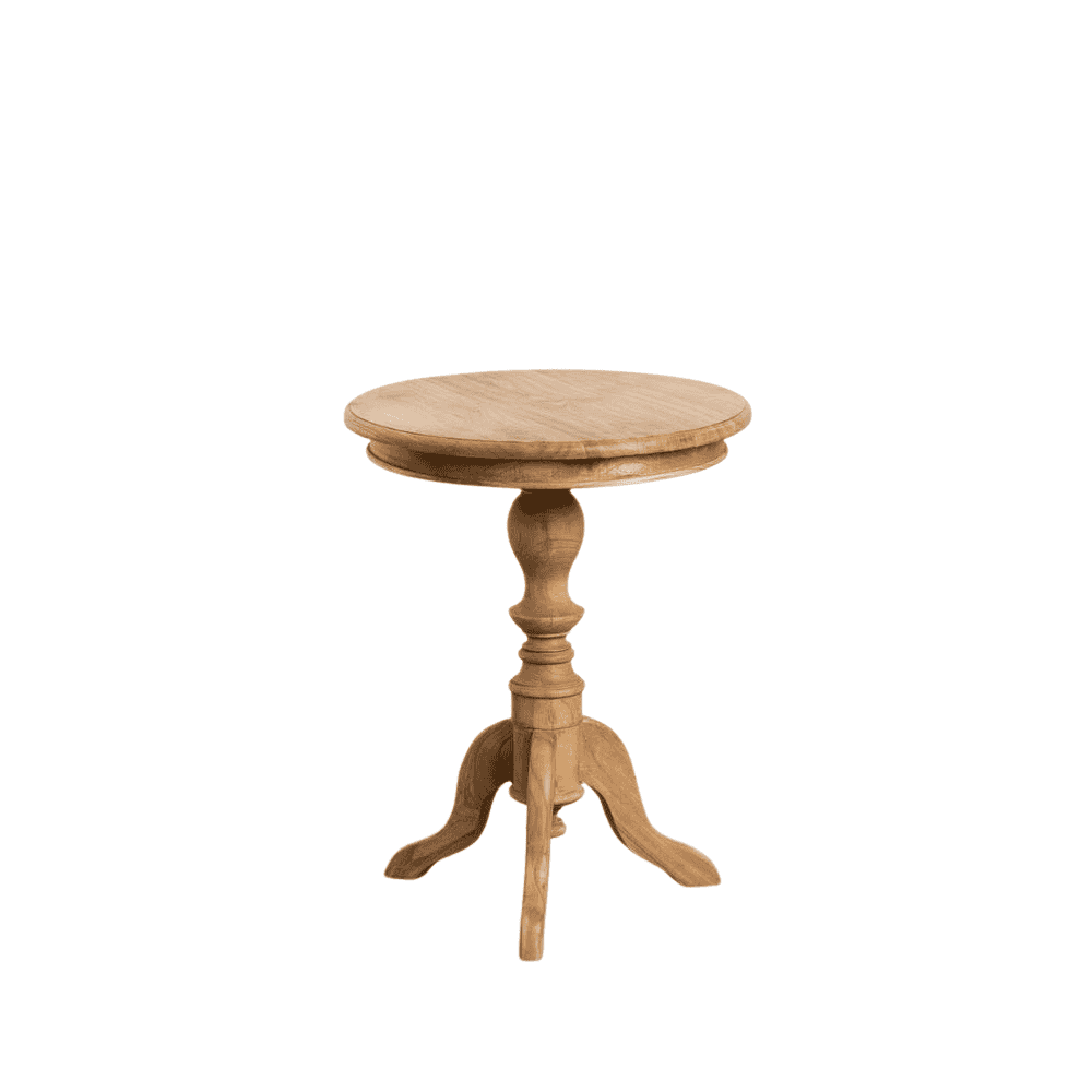 Mesa Auxiliar Natural de Madera Mindi 64 cm - Elegante y Funcional para Salones y Dormitorios