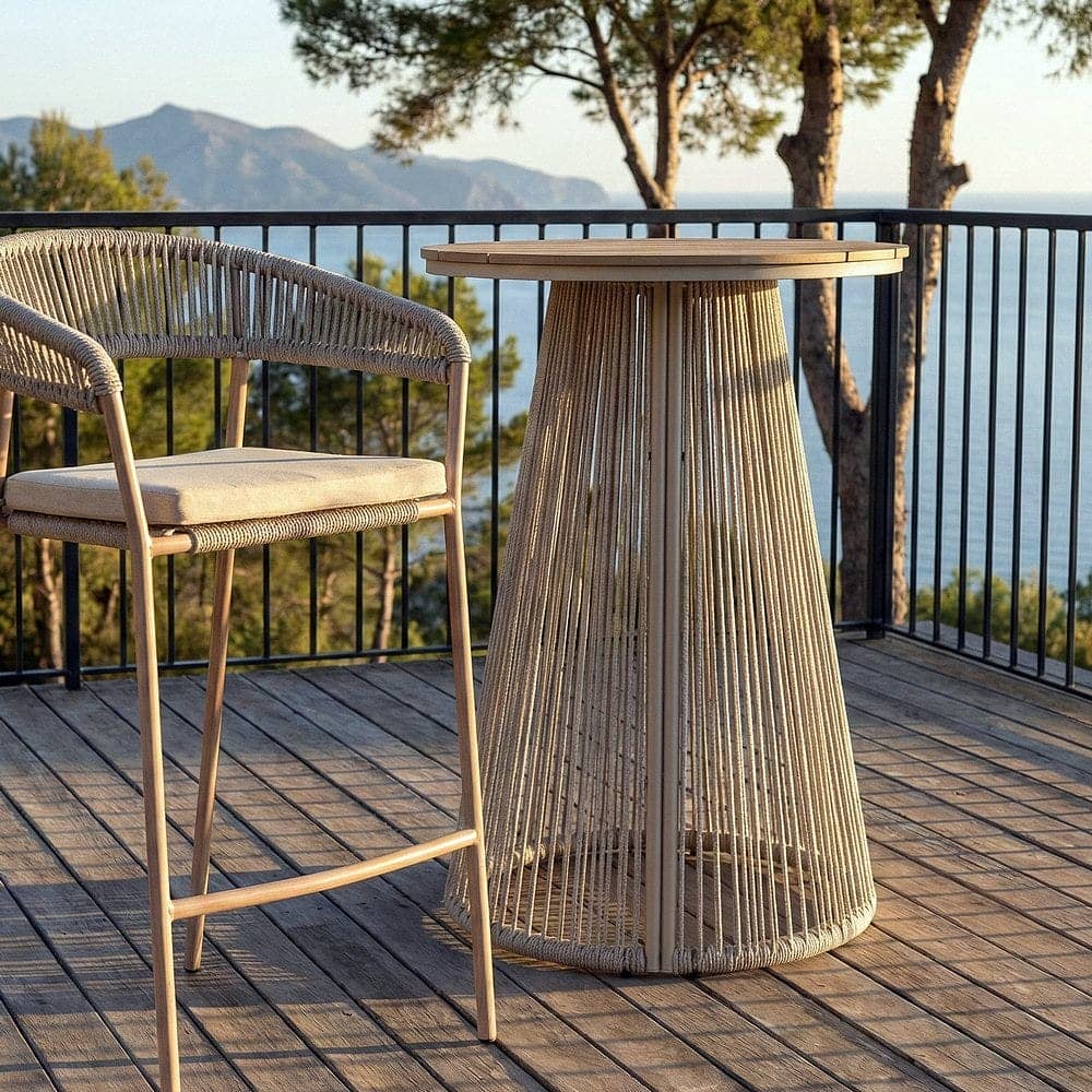 Mesa Alta de Jardín | Acabado Polywood y Ratán - 70x70 cm - Imagen 2