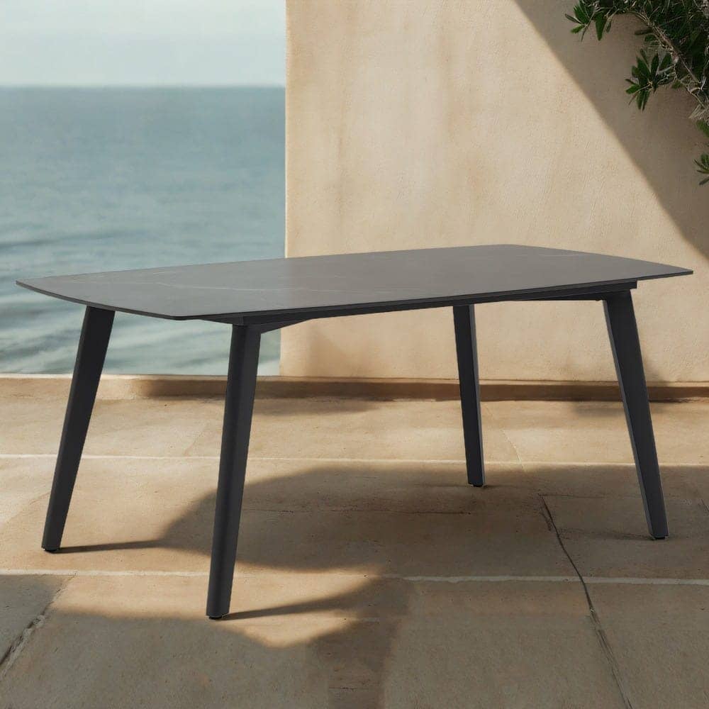 Mesa de Comedor Marín | Tapa Porcelánica Antracita Fossil - 180 cm - Imagen 4