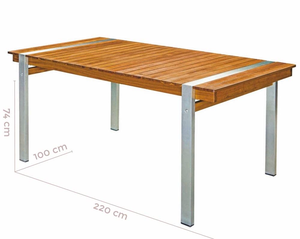 Mesa de Comedor Norah XL | Madera y Acero Inoxidable | Diseño Moderno - 220x100 cm - Imagen 2