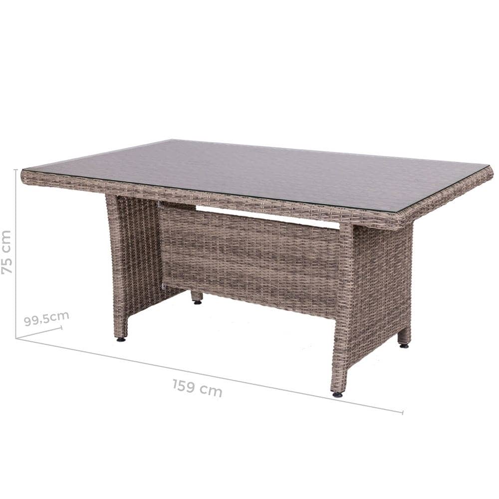 Mesa de Comedor Patsy | Ratán Envejecido de Alta Resistencia - 160x100 cm - Imagen 2