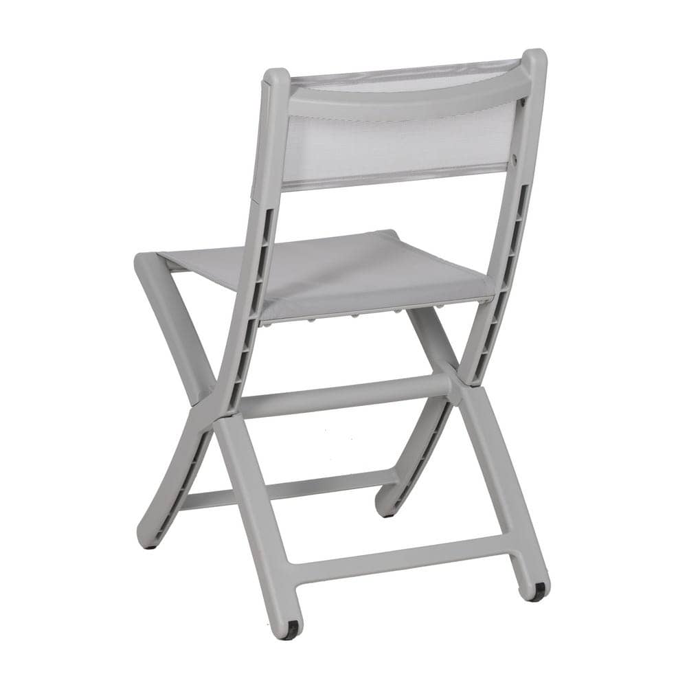 Pack de 4 Sillas Plegables Grises para Exteriores Belmar - Comodidad y Estilo en Polipropileno y Textileno - Imagen 4