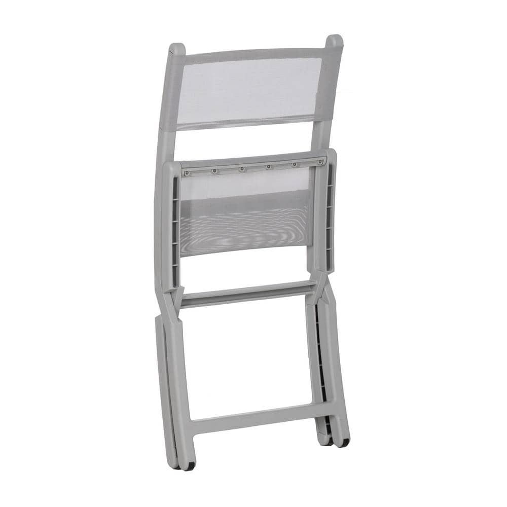 Pack de 4 Sillas Plegables Grises para Exteriores Belmar - Comodidad y Estilo en Polipropileno y Textileno - Imagen 5