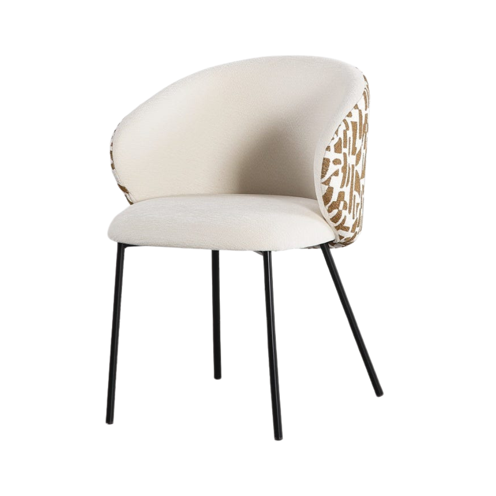 Pack de 2 Sillas estampada tapizada en tela dorada con estructura metálica estilo contract – 56,5 x 56 x 74,5 cm - Imagen 2