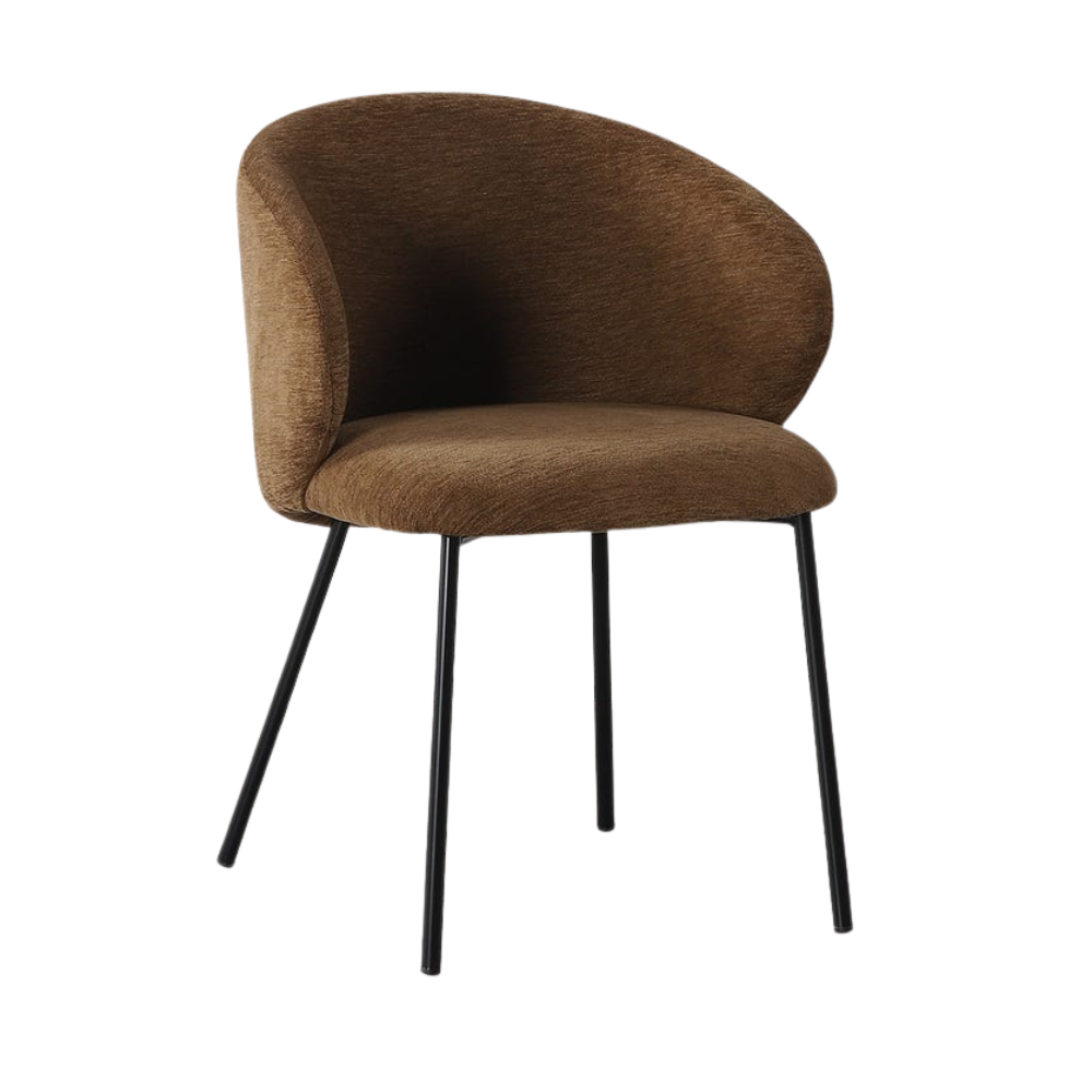 Pack de 2 Sillas marrón tapizada en tela con estructura metálica estilo contract – 56,5 x 56 x 74,5 cm - Imagen 2