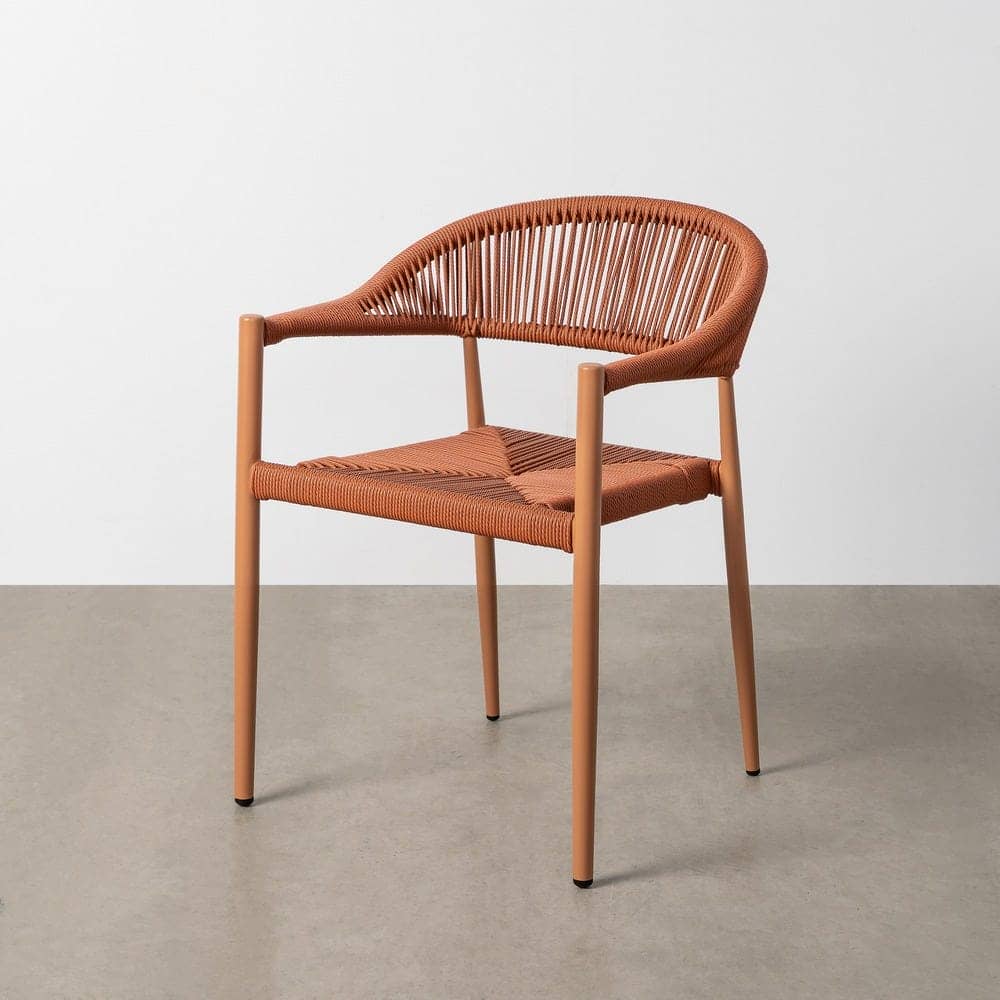 Pack de 2 Sillas Apilable Estilo Bistro | Aluminio y Ratán PE - Teja - Imagen 14