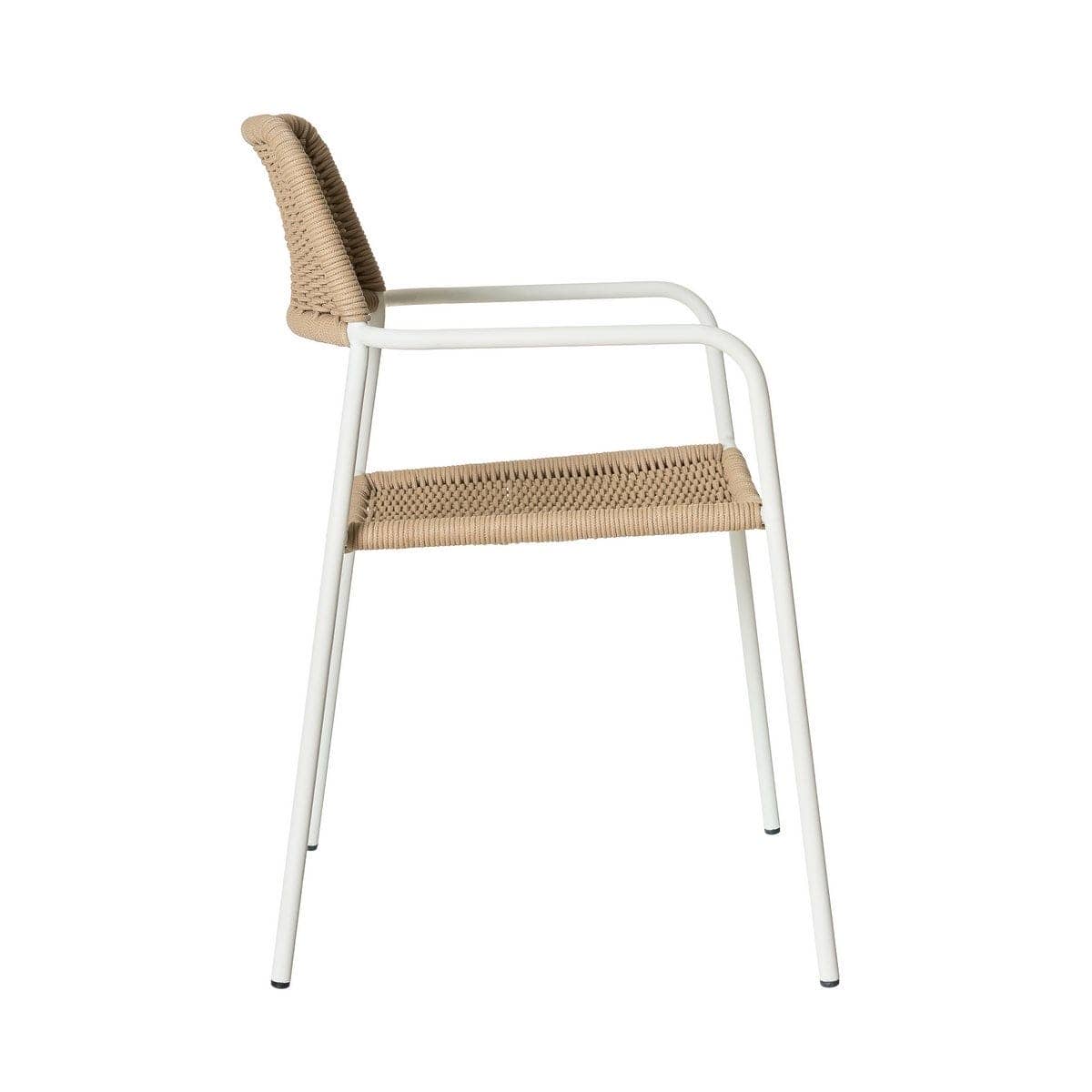 Silla Apilable Milos | Estructura Blanca / Asiento Beige - Imagen 2