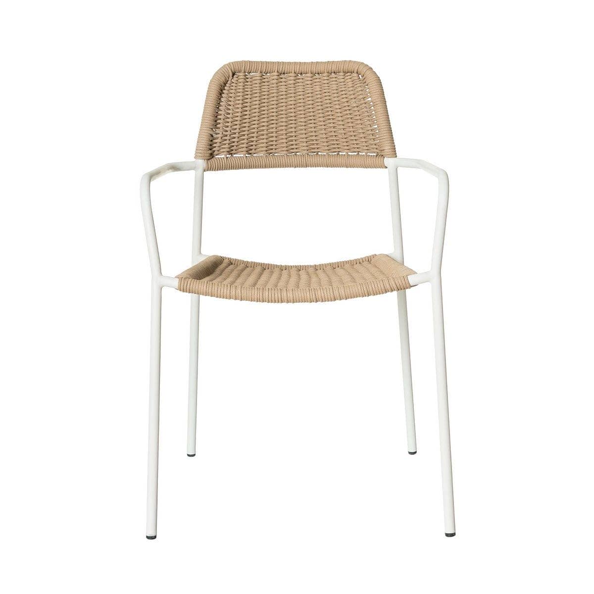 Silla Apilable Milos | Estructura Blanca / Asiento Beige - Imagen 4