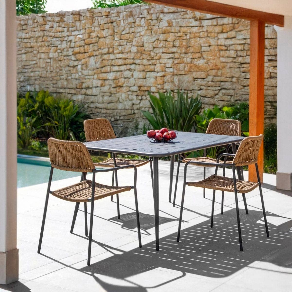 Silla Apilable Milos | Estructura Grafito / Asiento Café - Imagen 10