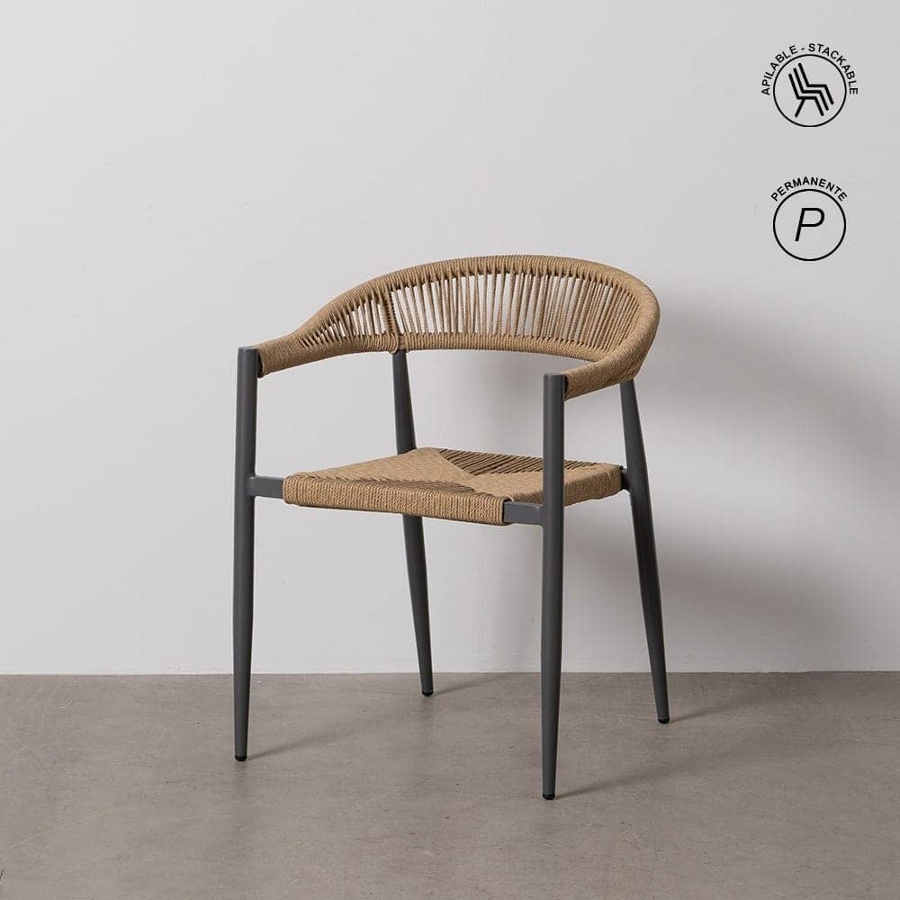 Pack de 2 Sillas de Jardín Apilable Profesional | Aluminio y Ratán PE - Uso Exterior - Imagen 13
