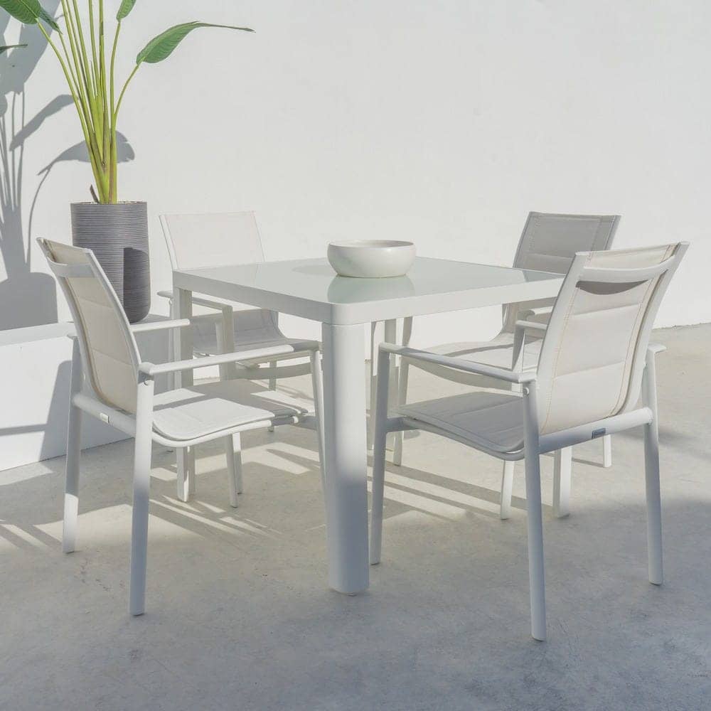 Pack de 2 Sillas de Terraza Apilable Stella | Aluminio Lacado Blanco - Imagen 4
