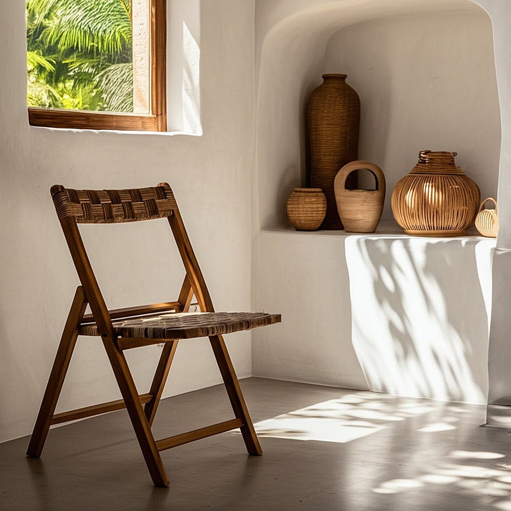 Silla plegable de madera natural estilo contract – 51 x 60 x 80,5 cm - Imagen 16