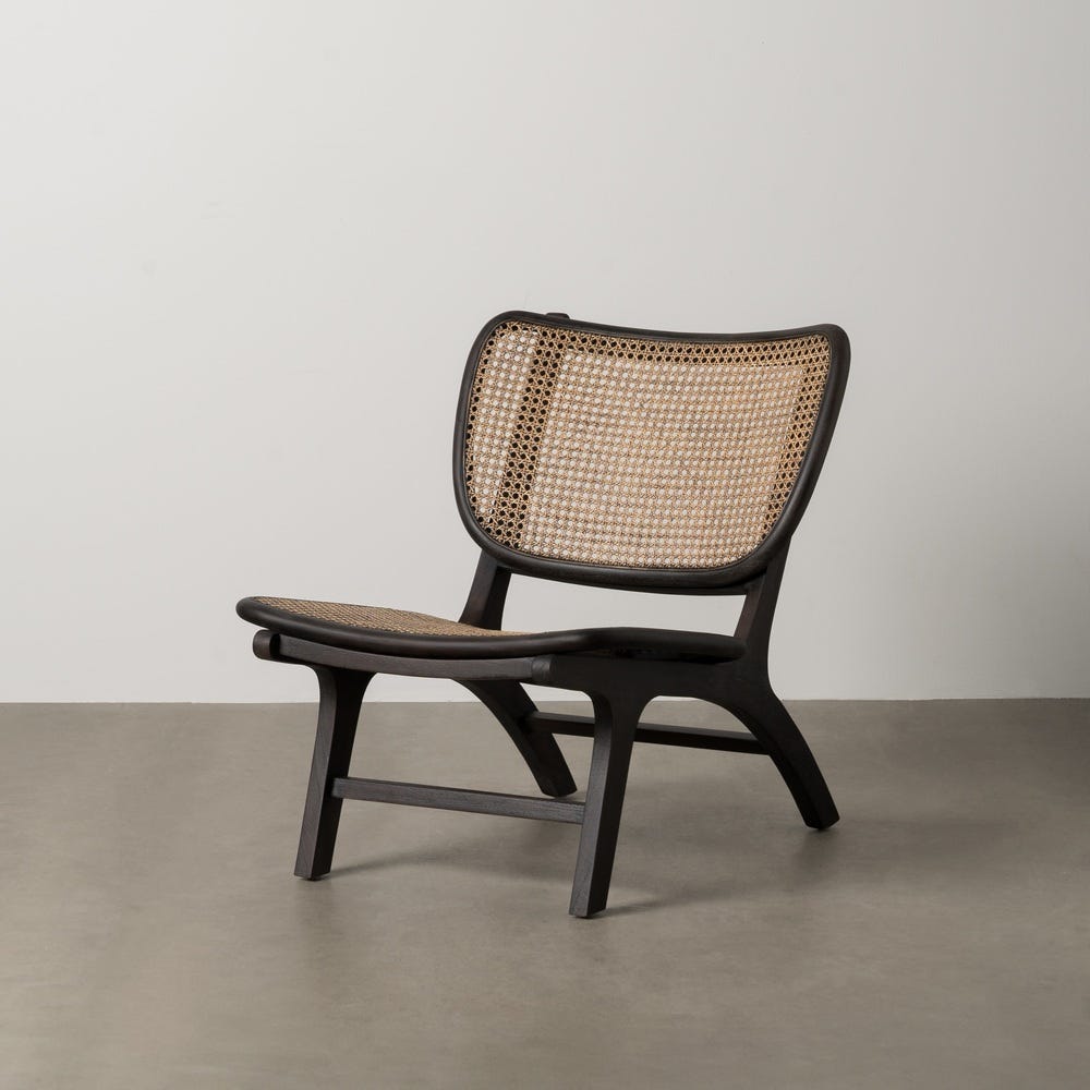 Sillón negro de ratán y madera para salón – 84 x 58 x 74 cm - Imagen 13