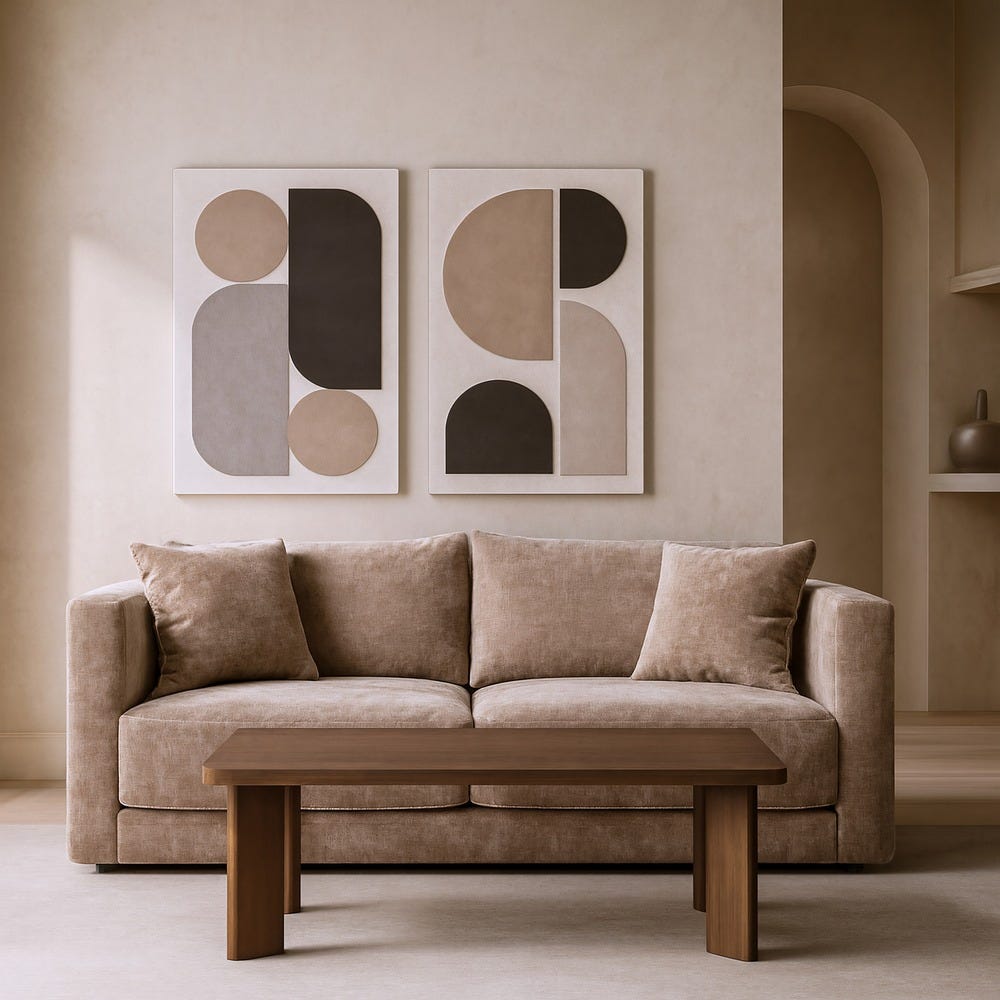Sofá 3 plazas taupe tapizado en tela con estructura de madera – 210 x 96 x 86 cm - Imagen 11