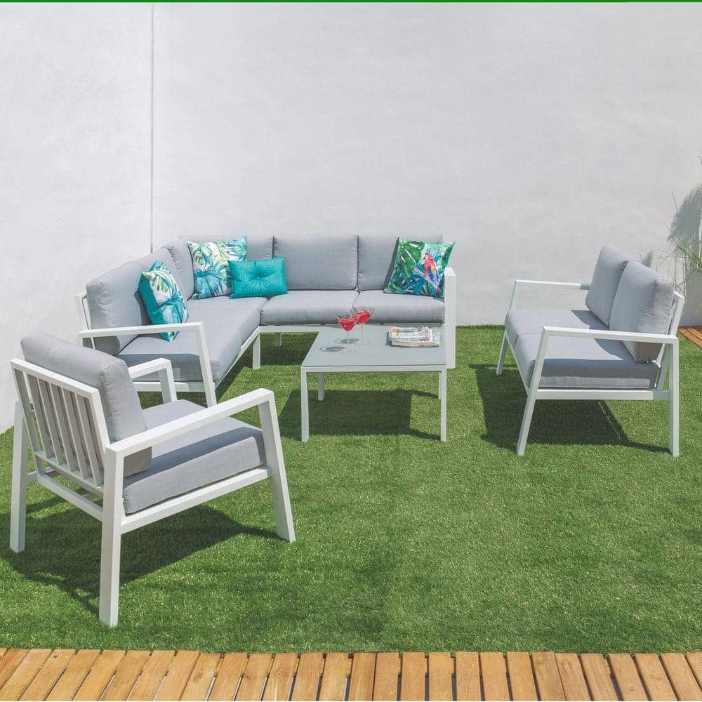 Sofá de Exterior 2 Plazas Compacto | Aluminio Blanco - 132 cm - Imagen 2
