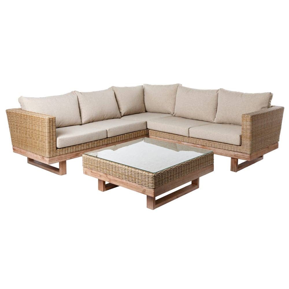 Sofá de Jardín Patsy sin Brazos | Ratán Natural - Módulo Combinable - Imagen 3