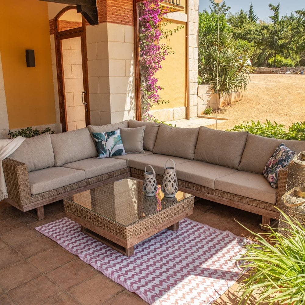 Sofá de Jardín Patsy sin Brazos | Ratán Natural - Módulo Combinable - Imagen 4