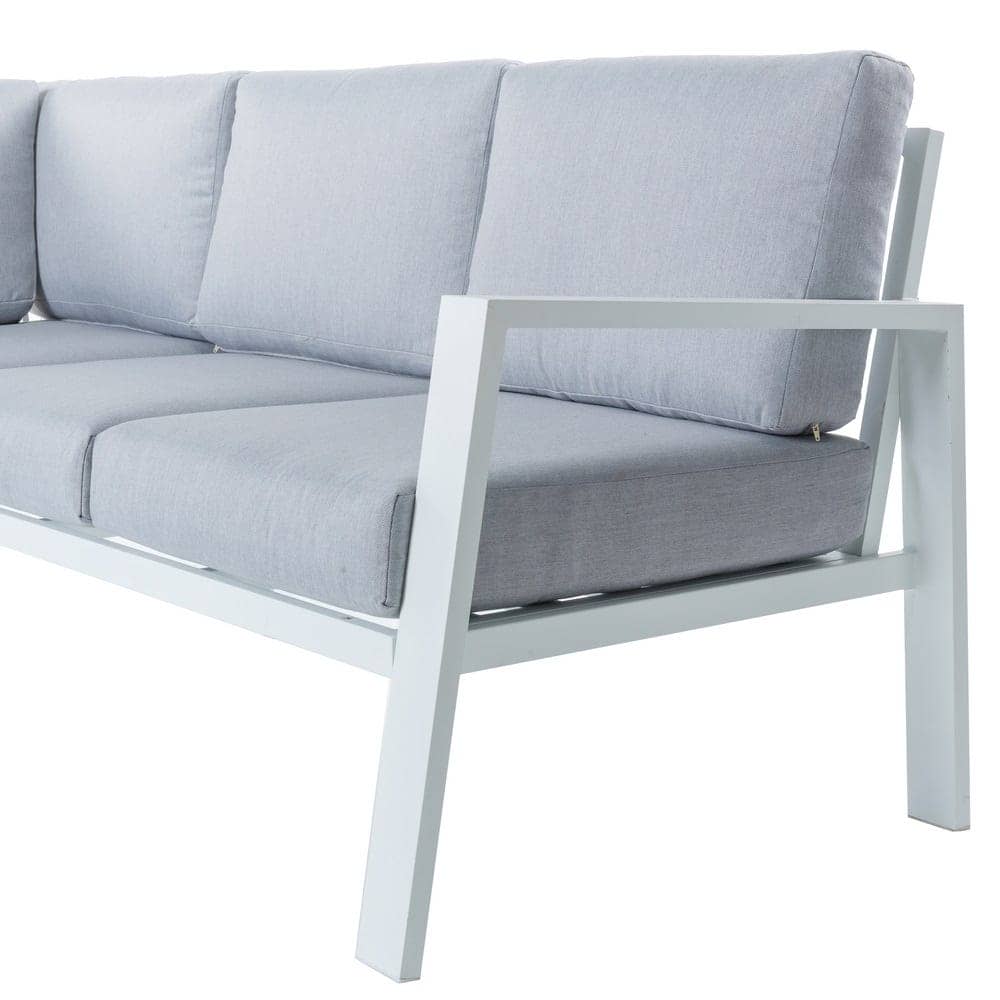 Sofá Rinconera Thais | Aluminio Blanco Resistente Exterior - 195x195 cm - Imagen 2