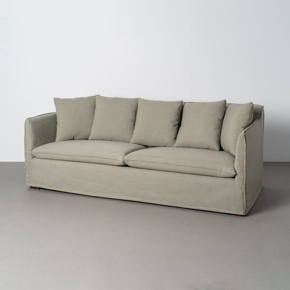 Sofá verde de tela para salón moderno – 215 x 92 x 78 cm - Imagen 2