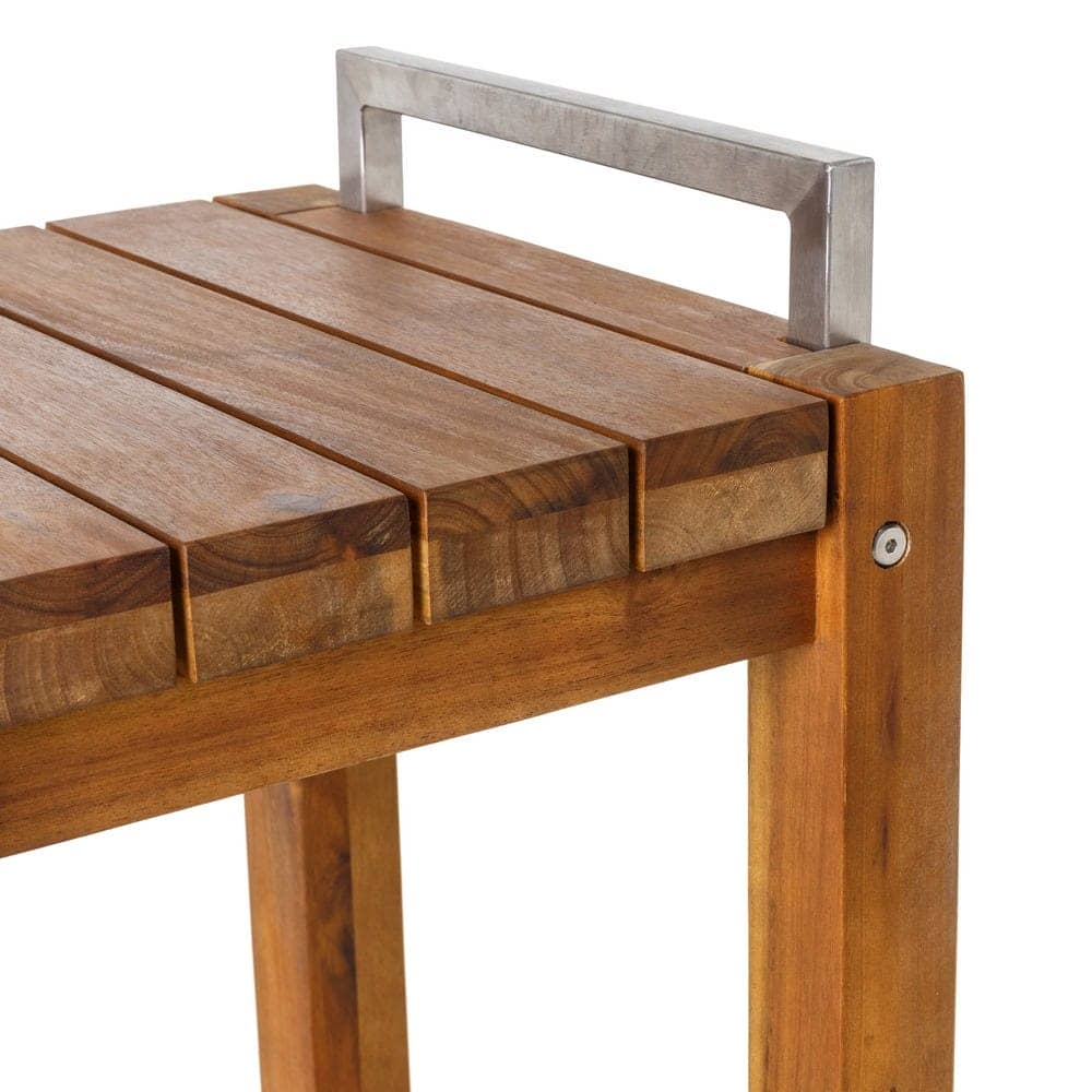 Taburete Alto de Diseño | Madera y Acero Inoxidable para Barra - 80 cm - Imagen 2