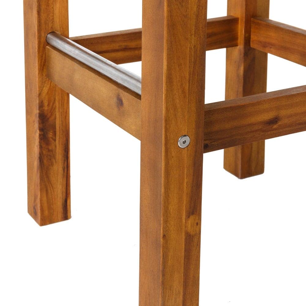 Taburete Alto de Diseño | Madera y Acero Inoxidable para Barra - 80 cm - Imagen 3