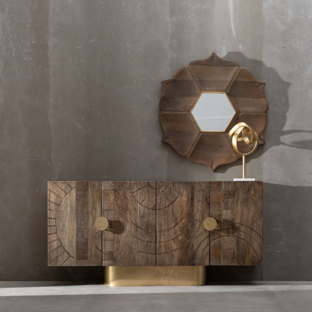 Espejo Marrón Madera De Mango Decoración 90 x 3 x 90 cm - Imagen 9
