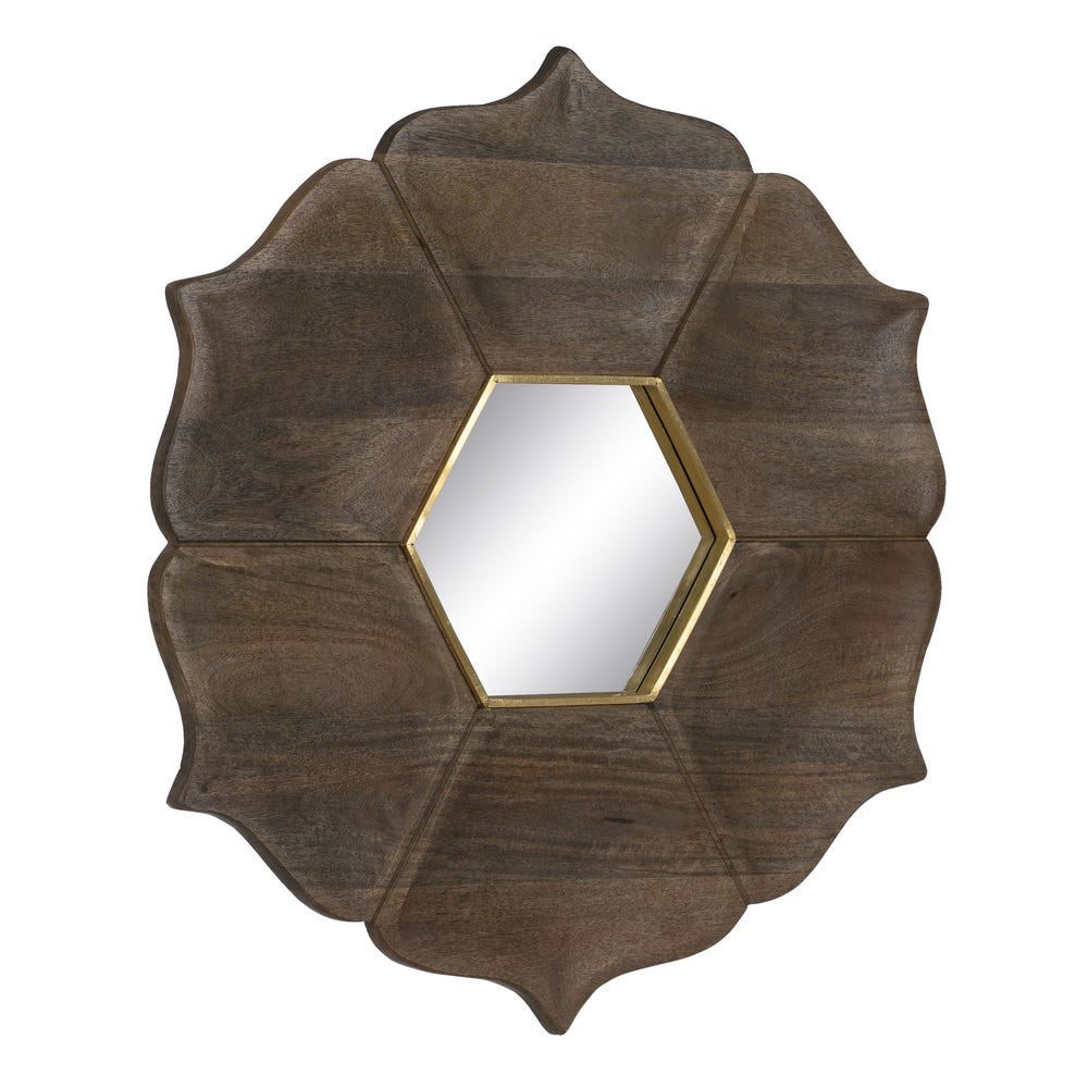 Espejo Marrón Madera De Mango Decoración 90 x 3 x 90 cm - Imagen 2