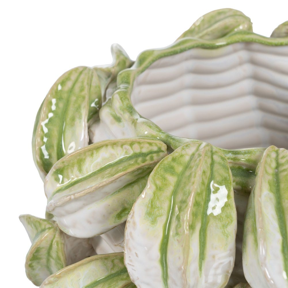Jarrón Verde-Blanco Cerámica Decoración 33,50 x 33 x 23 cm - Imagen 3