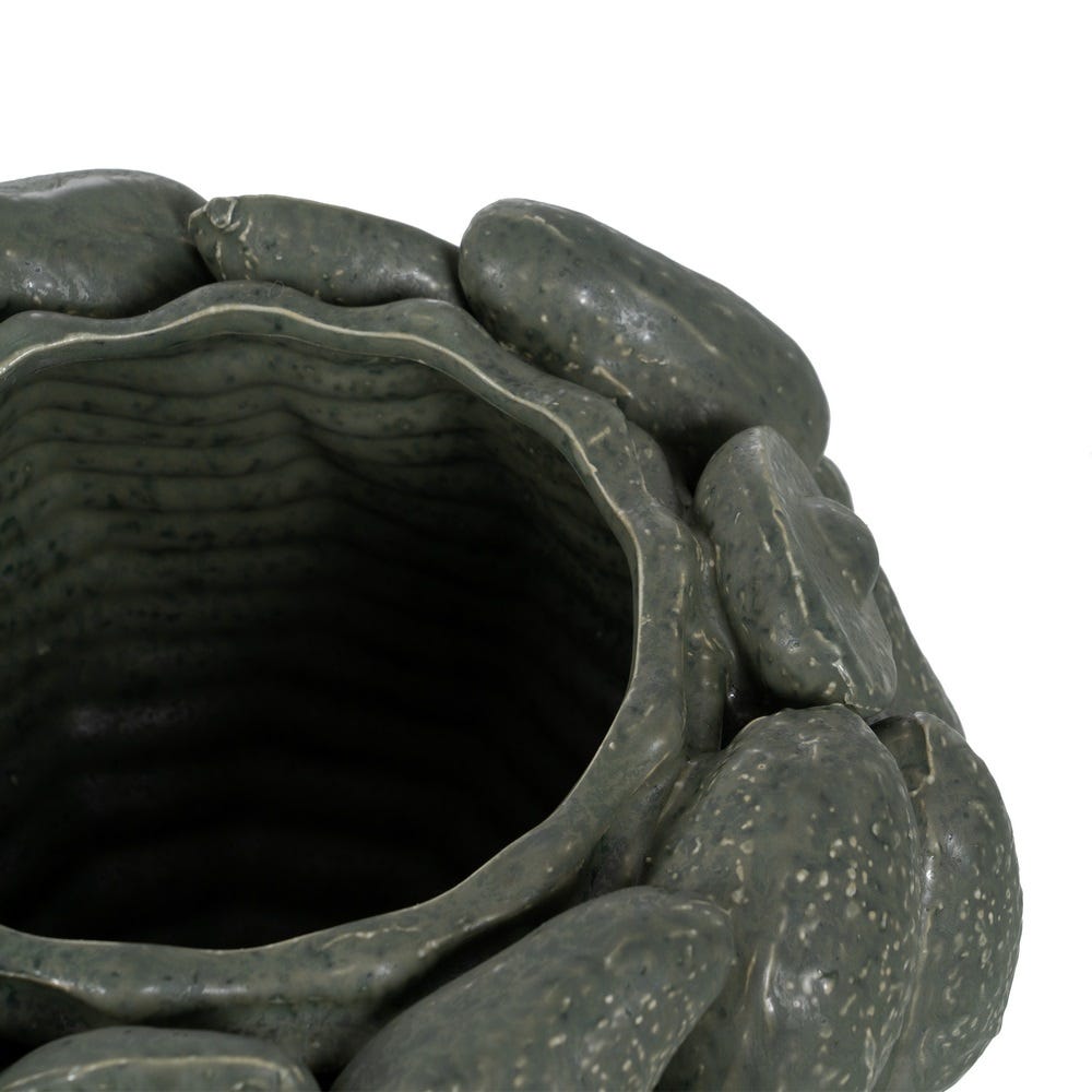 Jarrón Verde Cerámica Decoración 31,50 x 31,50 x 23 cm - Imagen 4