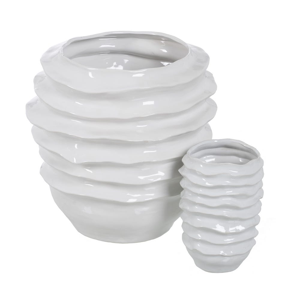Jarrón Blanco Cerámica Decoración 44,50 x 44 x 46,50 cm - Imagen 2