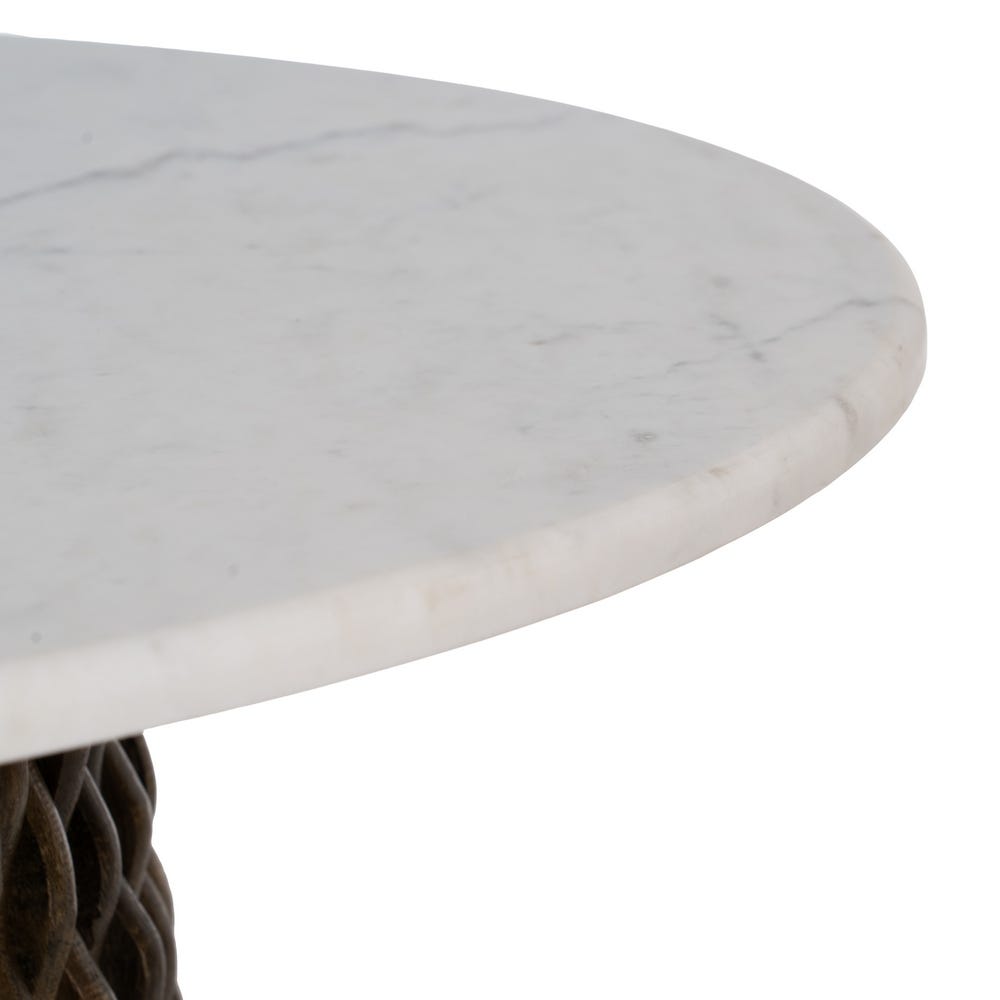 Mesa Centro Blanco-Marrón Mármol/Madera 80 x 80 x 49 cm - Imagen 5