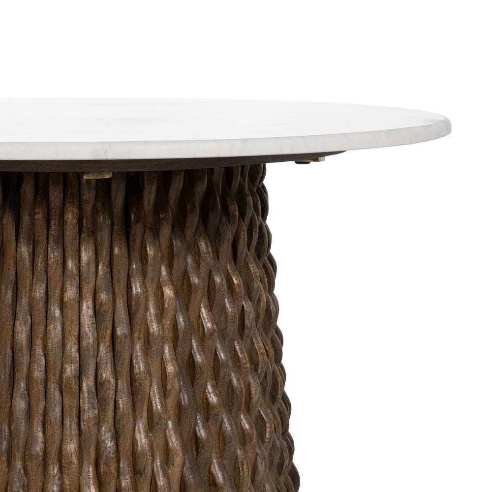 Mesa Centro Blanco-Marrón Mármol/Madera 80 x 80 x 49 cm - Imagen 7