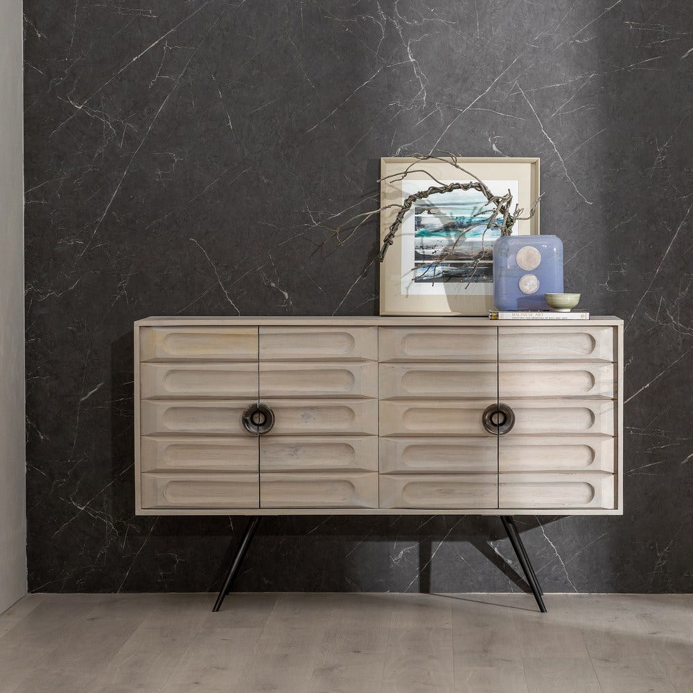 Aparador Blanco Rozado Madera De Mango 152 x 41 x 92 cm - Imagen 12