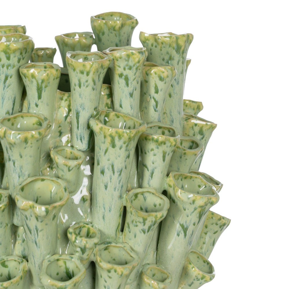 Jarrón Verde Cerámica Decoración 28,50 x 27,50 x 46,50 cm - Imagen 4