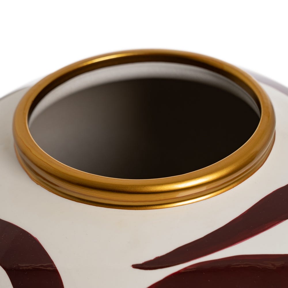 Jarrón Blanco-Marrón Porcelana 25 x 25 x 29 cm - Imagen 3