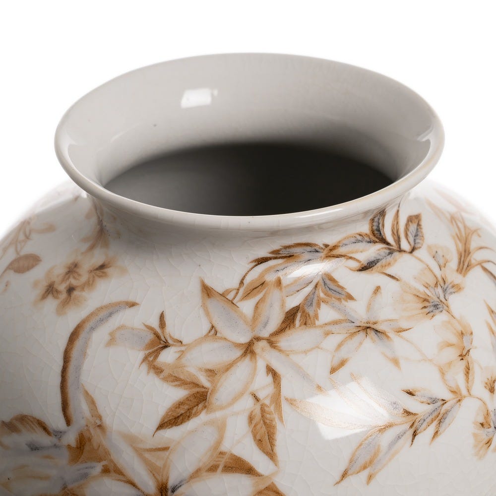 Jarrón Blanco-Marrón Porcelana 19 x 19 x 33 cm - Imagen 3