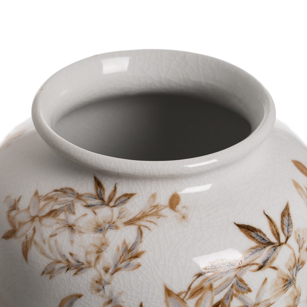 Jarrón Blanco-Marrón Porcelana 23 x 23 x 36 cm - Imagen 3
