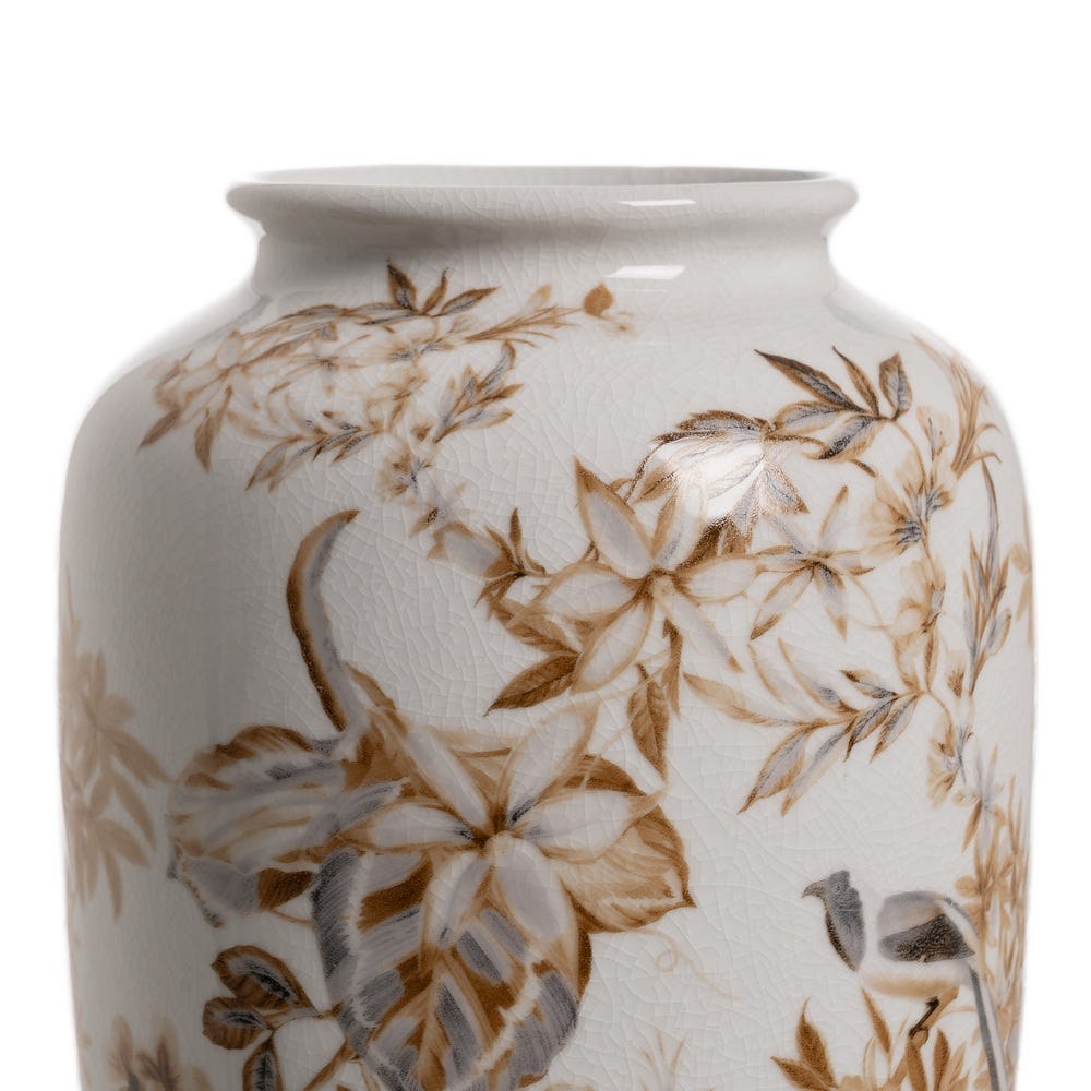Jarrón Blanco-Marrón Porcelana 23 x 23 x 36 cm - Imagen 4