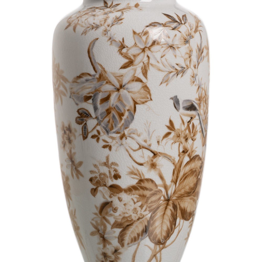 Jarrón Blanco-Marrón Porcelana 23 x 23 x 36 cm - Imagen 5