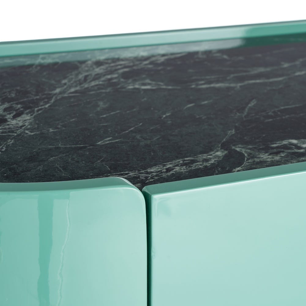 Aparador Moderno Lacado Verde con Mármol y DM para Salón 160 x 45 x 75 cm - Imagen 9