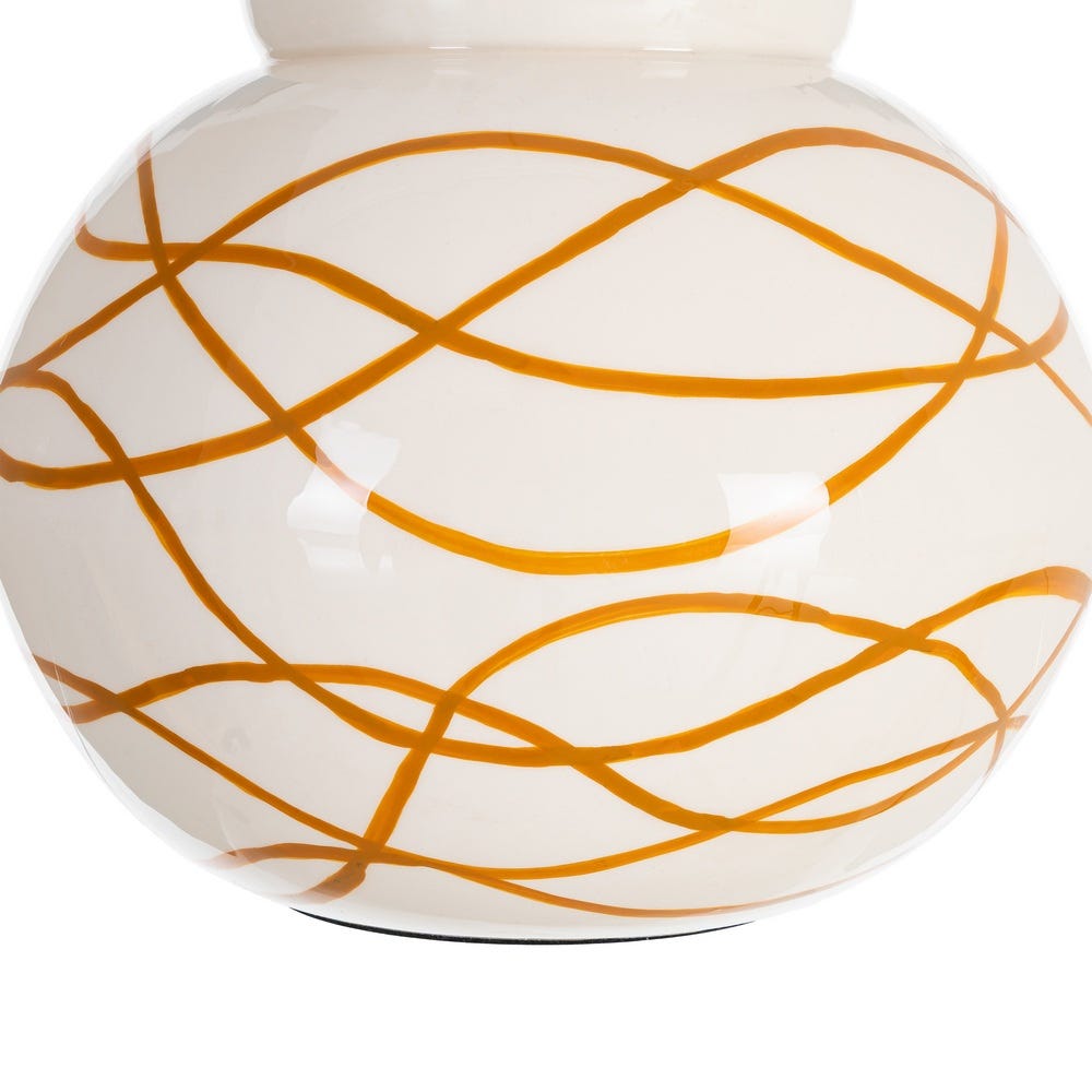 Jarrón Blanco-Mostaza Metal Decoración 23 x 23 x 20 cm - Imagen 6