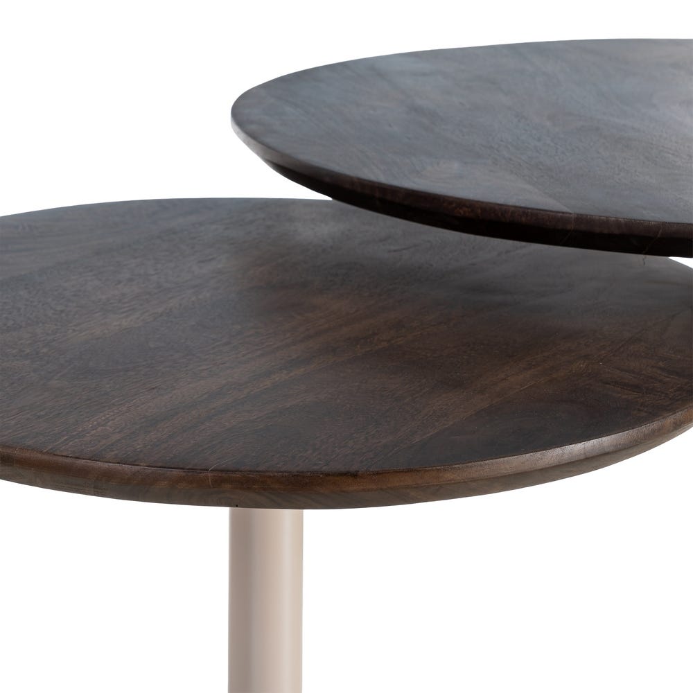 S/2 Mesa Centro Beige-Marrón Hierro 80 x 80 x 45 cm - Imagen 5