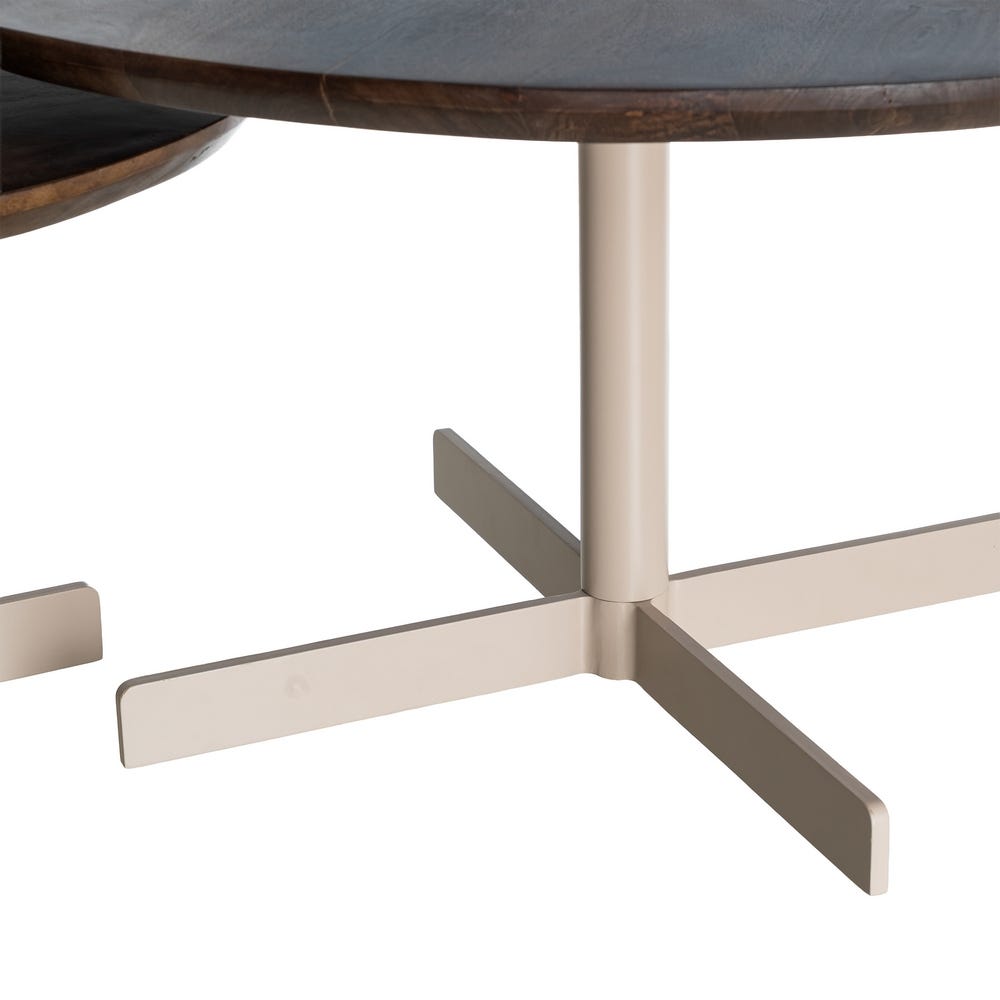 S/2 Mesa Centro Beige-Marrón Hierro 80 x 80 x 45 cm - Imagen 6