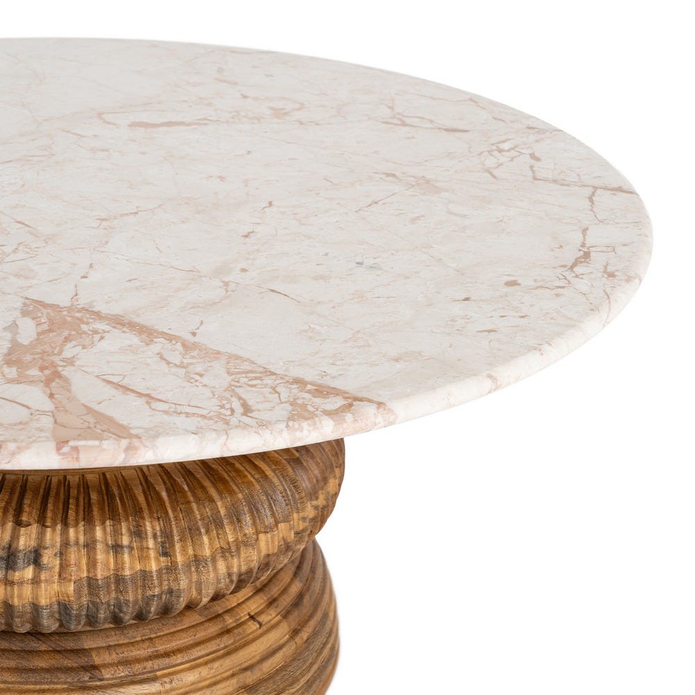 Mesa Centro Mármol/Madera Salón 80 x 80 x 35 cm - Imagen 2