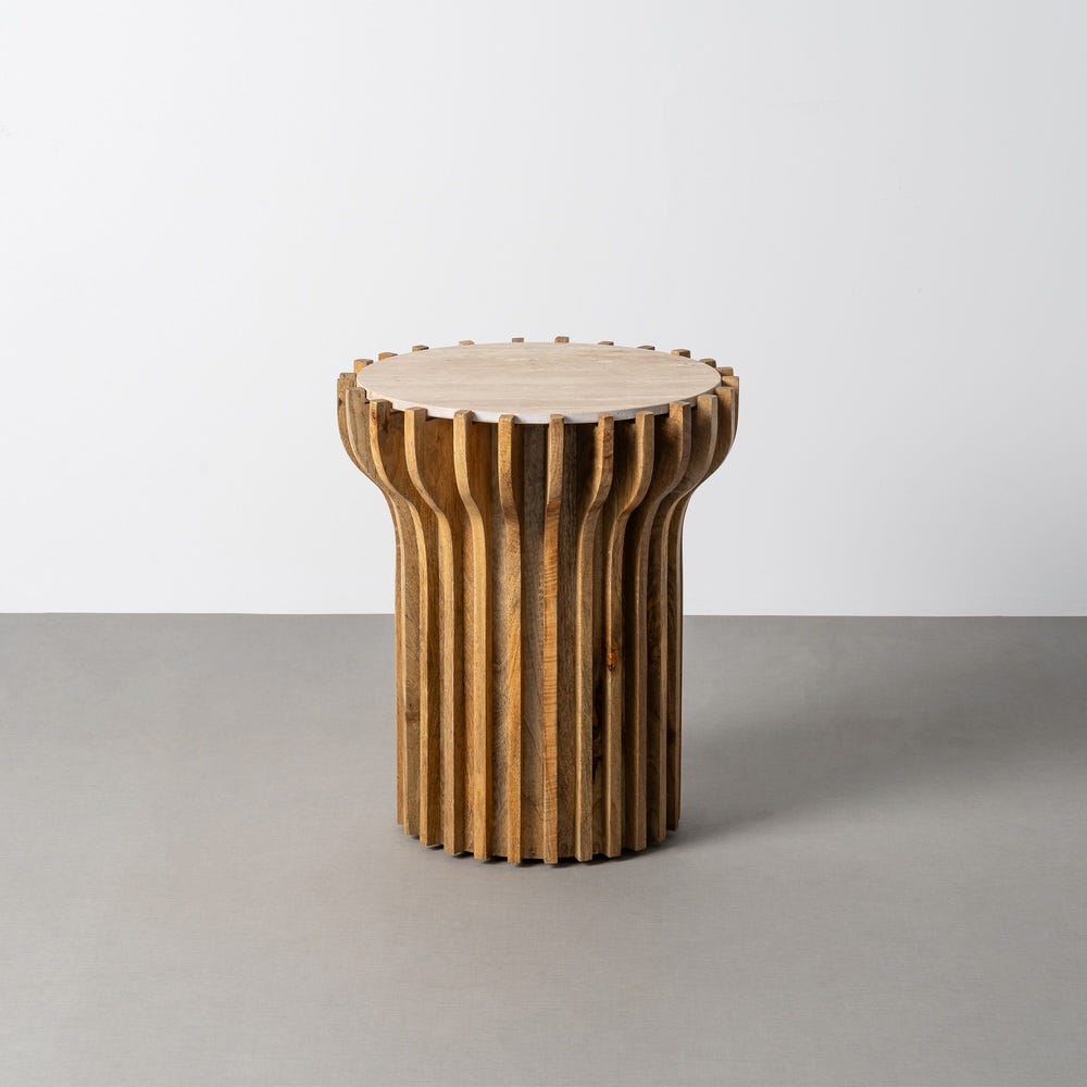 Mesa Auxiliar Madera-Mármol Salón 53 x 53 x 62 cm - Imagen 9