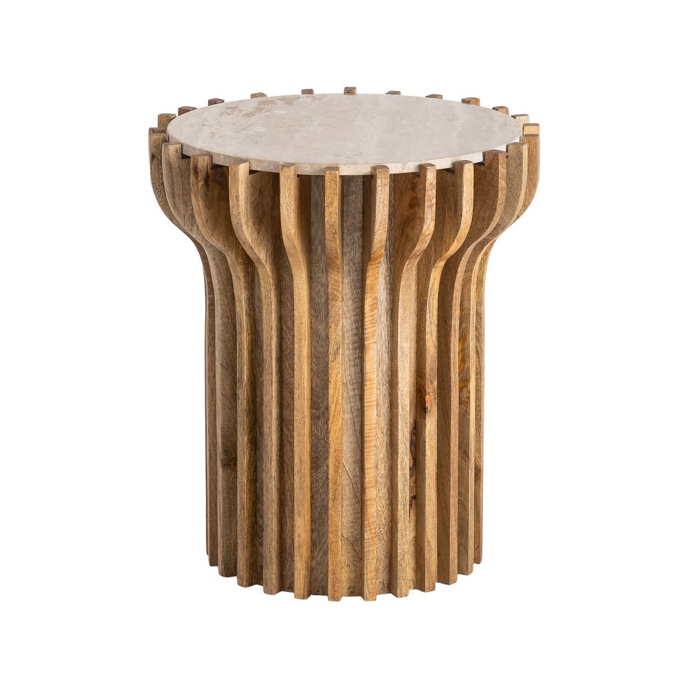 Mesa Auxiliar Madera-Mármol Salón 53 x 53 x 62 cm - Imagen 2